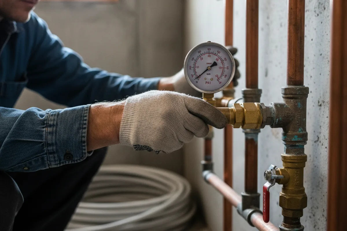 Pressure testing a repaired line during Water Line Repair in Carbondale